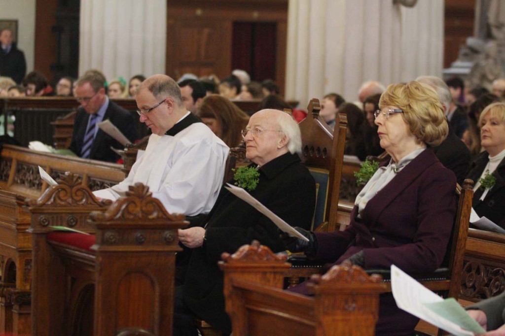 Misa por el Día de San Patricio con el presidente Michael D. Higgins y la Sra. Sabina Higgins en la Pro Cathedral de Dublín. 