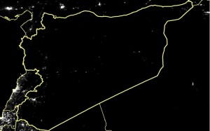 Imagen satelital de Siria por la noche tomada en febrero de 2015